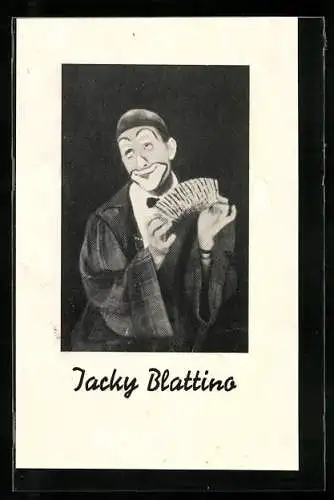 AK Komiker Jacky Blattino mit Clownsschminke und Ziehharmonika