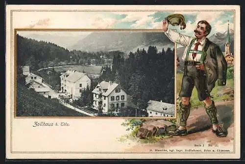 Passepartout-Lithographie Tölz, Zollhaus