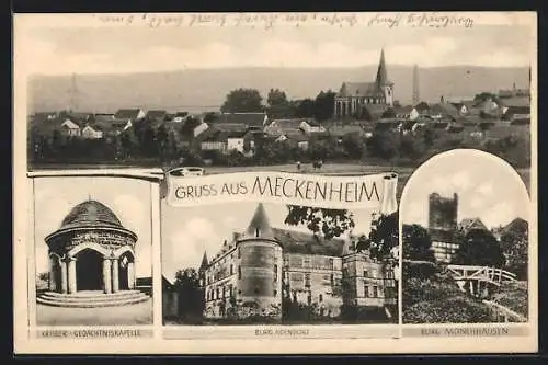 AK Meckenheim / Rheinl., Panorama, Krieger-Gedächtniskapelle, Burg Adendorf