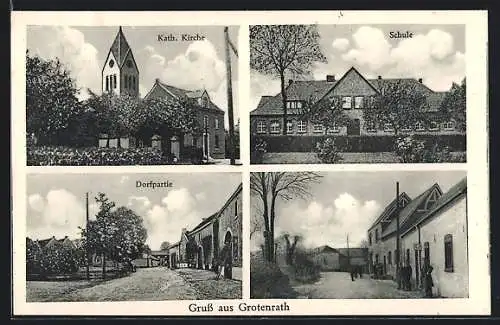 AK Grotenrath, Ortspartie, Strassenpartie, Schule