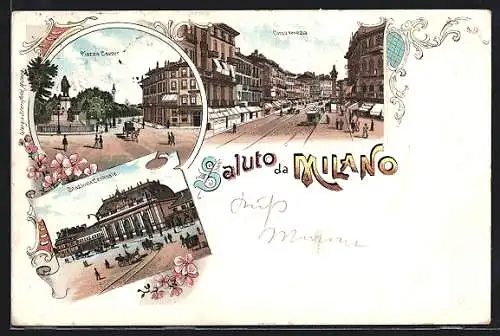 Lithographie Milano, Piazza Cavour, Corso Venezia, Stazione Centrale