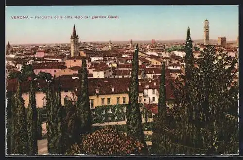 AK Verona, Panorama della citta visto dal giardino Giusti