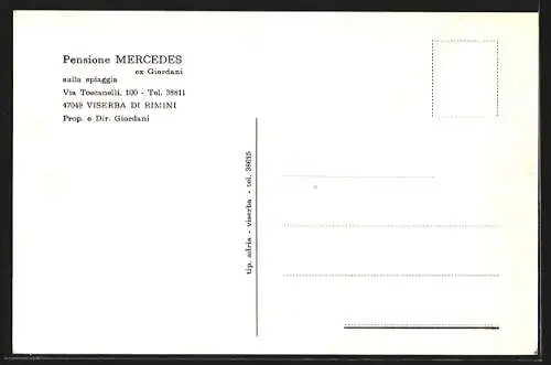 AK Viserba di Rimini, Pensione Mercedes, Via Toscanelli 100