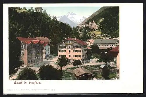 AK Sand i. Taufers, Ortspartie mit Gasthaus zur Post