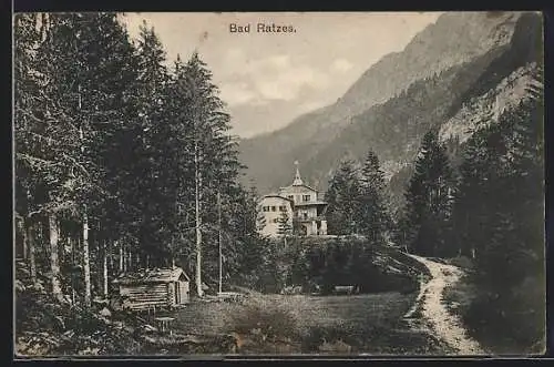 AK Bad Ratzes, Blick zum Gasthaus im Grünen