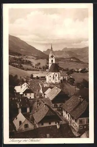 AK Lassing bei Selztal, Blick über die Dächer auf die Kirche