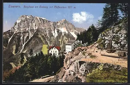 AK Eisenerz, Berghaus am Erzberg mit Pfaffenstein