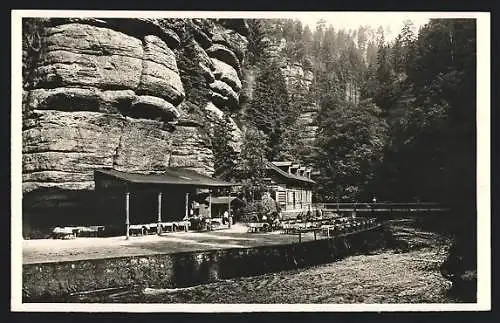 AK Edmundsklamm /Böhmische Schweiz, Blockhaus Restaurant