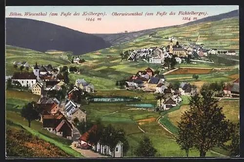 AK Oberwiesenthal, Ortsansicht am Fusse des Fichtelberges