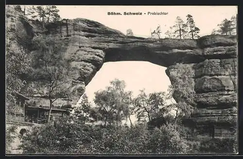 AK Prebischtor /Böhm. Schweiz, Blick durch das Tor