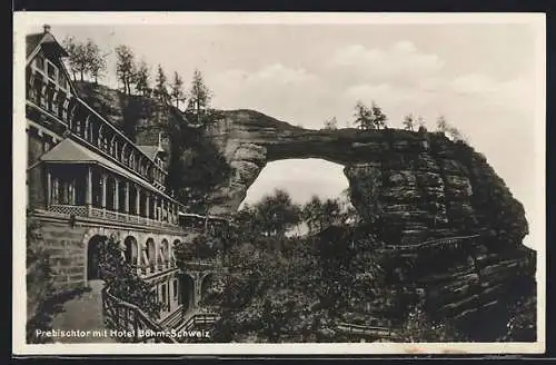 AK Prebischtor /Böhm. Schweiz, Hotel nebst Tor