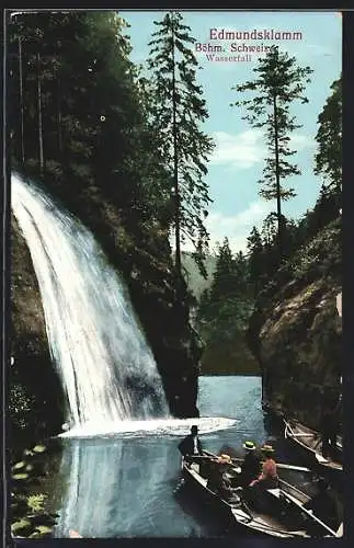 AK Edmundsklamm, Wasserfall in der Böhm. Schweiz