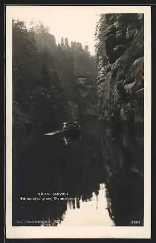 AK Edmundsklamm /Böhm. Schweiz, Blick auf die Klammfamilie