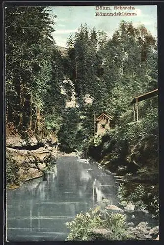 AK Edmundsklamm /Böhm. Schweiz, Blick über das Wasser