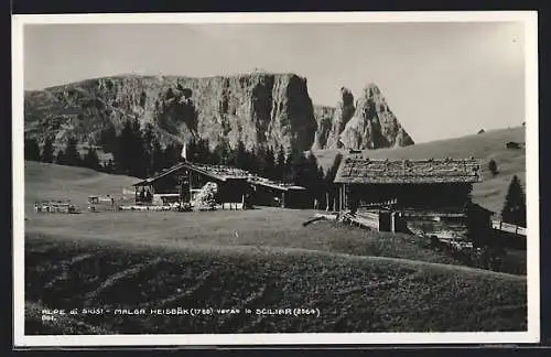 AK Malga Heisbäk, Alpe di Siusi, Malga Heisbäk verso le Sciliar