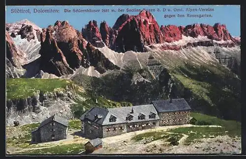 AK Schlernhäuser, Blick gegen Rosengarten