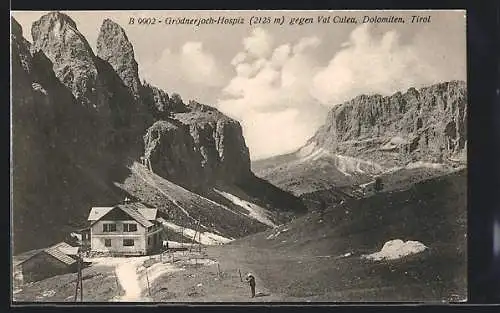 AK Grödnerjoch-Hospiz gegen Val Cutea