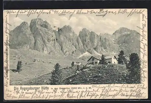 AK Regensburger Hütte, Berghütte und Dolomiten-Gipfel