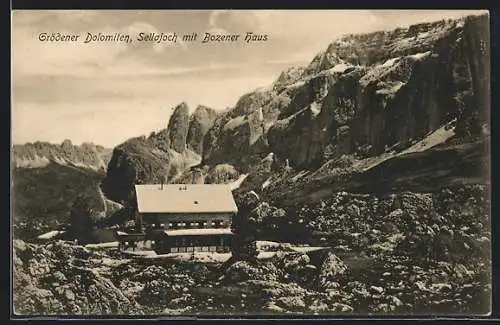 AK Bozener Haus, Sellajoch mit Bozener Haus