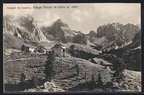 AK Rifugio Firenze, Cisles, Berghütte mit Umgebung und Gipfelpanorama
