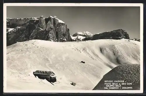 AK Rifugio Valentini con Gruppo Sella, Passo Sella, Val Gardena, Dolomiti