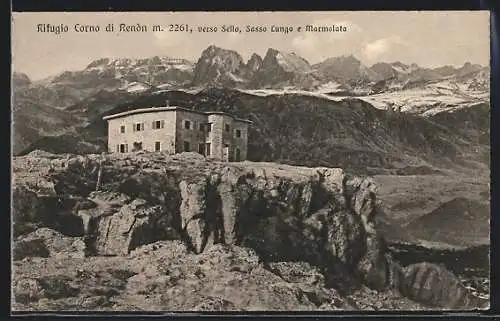 AK Rifugio Corno di Renon, verso Sella, Sassolungo e Marmolata, Berghütte
