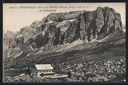 AK Sellajochhaus, Berghütte mit Sellastock