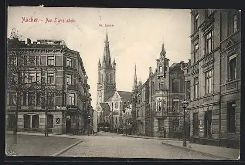 AK Aachen, Strasse am Lavenstein mit St. Jacob