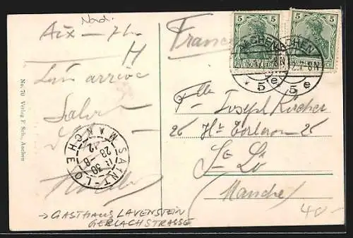 AK Aachen, Strasse am Lavenstein mit St. Jacob