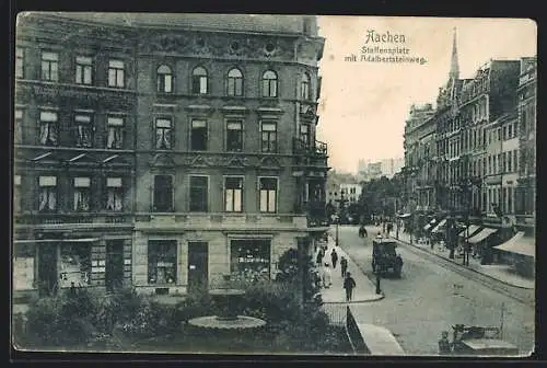 AK Aachen, Strasseneck am Steffensplatz mit Adalbertsteinweg