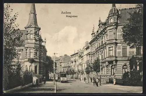 AK Aachen, Strassenbahn im Boxgraben