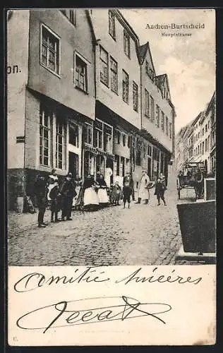 AK Aachen-Burtscheid, Hauptstrasse mit Geschäft