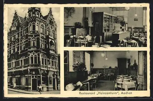 AK Aachen, Restaurant Heinzenturm, Innenansichten