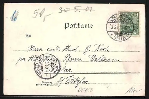 Lithographie Königsberg i. Pr., Kgl. Regierung, Kgl. Kommandantur, Schlosskirche, Kant-Denkmal