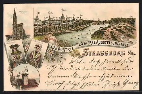 Lithographie Strassburg i. Els., Industrie- und Gewerbe-Ausstellung 1895, Münster, Elsässerin