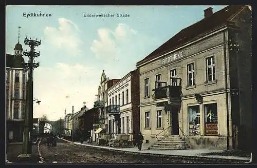 AK Eydtkuhnen, Bilderweitscher Strasse mit Apotheke