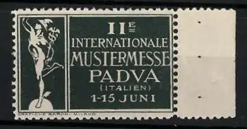 Reklamemarke Padua, II. Internationale Mustermesse, Hermes-Statue