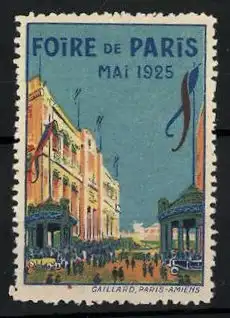 Reklamemarke Paris, Foire 1925, festlich geschmückte Strasse
