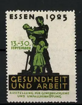 Reklamemarke Essen, Ausstellung Gesundheit und Arbeit 1925, Schmied mit Kindern