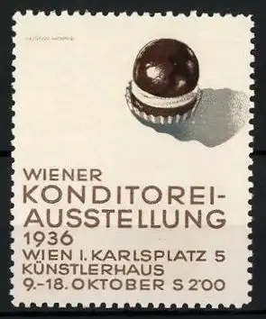 Künstler-Reklamemarke Gustav Hoppe, Wien, Konditorei-Ausstellung 1936, Mohrenkopf