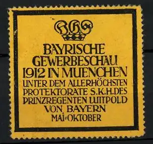 Reklamemarke München, Bayrische Gewerbeschau 1912, Messelogo Krone