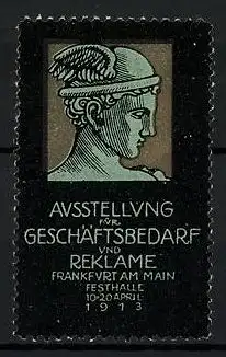 Reklamemarke Frankfurt a. M., Ausstellung f. Geschäftsbedarf und Reklame 1913, Hermeskopf