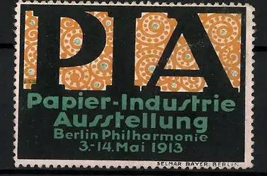 Reklamemarke Berlin, Papier-Industrie-Ausstellung PIA 1913, Messelogo