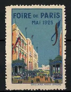 Reklamemarke Paris, Foire 1925, festlich geschmückte Strasse