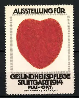 Reklamemarke Stuttgart, Ausstellung für Gesundheitspflege 1914, rotes Herz
