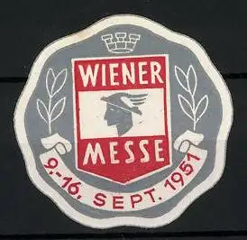 Präge-Reklamemarke Wien, Wiener Messe 1951, Messelogo Hermeskopf