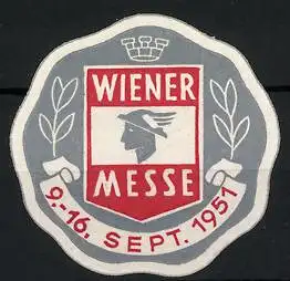 Präge-Reklamemarke Wien, Wiener Messe 1951, Messelogo Hermeskopf