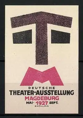 Reklamemarke Magdeburg, Deutsche Theater-Ausstellung 1927, Messelogo