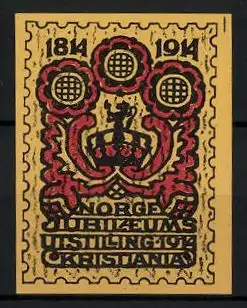 Reklamemarke Kristiania, Norge Jubileums-Utstilling 1914, Messelogo