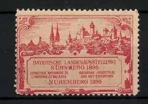 Reklamemarke Nürnberg, Bayerische Landesausstellung 1896, Stadtpanorama